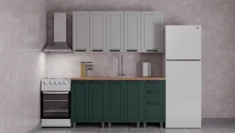 Готовая кухня ГК Аленушка 1,6м  Лилия Керамика/Изумруд,скоба черный,черный