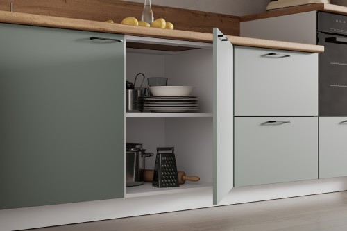 Готовая кухня КГ Угловой 1500х2400 (без пм) Эмаль, Олива  Арника РМ в.3