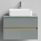 Тумба Аурум 80, пример RAL 7005 Мышино-серый, матовая, 2 ящика, подвесной Vodok с раковиной в комплекте