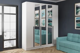 Распашной шкаф с зеркалом Мадрид 2.0, белый