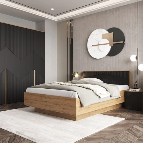 Комод «Оливия» 3Я КМК 0971.19, дуб наварра/шагрень черная