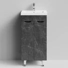 Тумба Смайл 40 напольный, Мрамор Графит софт тач ПВХ 4044-3 Vodok с раковиной в комплекте