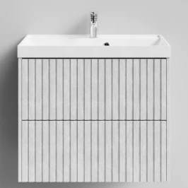 Тумба Тач 70 подвесной, Белый камень ПВХ 57805 Vodok с раковиной в комплекте