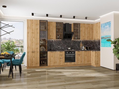 Кухонный гарнитур Флэт-05 Wotan Oak 2S-Дуб Вотан