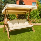 Качели LYON трехместные из лиственницы(бежевые подушки)