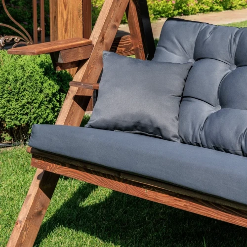 Качели LYON трехместные из лиственницы(серые подушки)