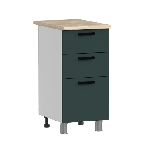 Готовая кухня МК Аленушка 1м с 3 ящ Лаванда Изумруд,скоба черный,сонома