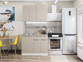 Прямая модульная кухня Фьюжн-05 Cream Silk Белый 2140*1100*600