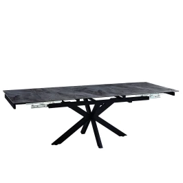 DT777 Стол обеденный раскладной Italy grey, 160-240*90, керамич. столешница, основание металл черный