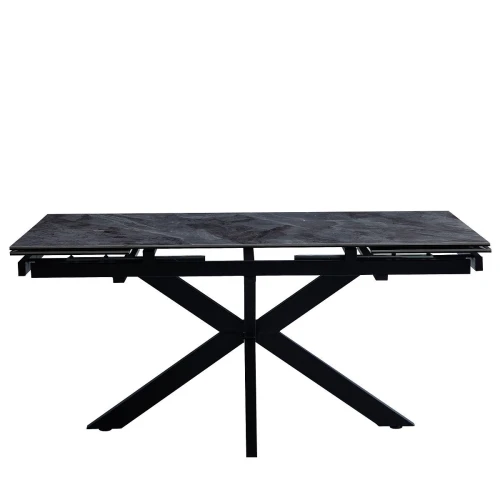 DT777 Стол обеденный раскладной Italy grey, 160-240*90, керамич. столешница, основание металл черный
