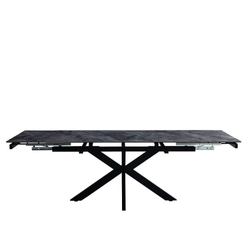 DT777 Стол обеденный раскладной Italy grey, 160-240*90, керамич. столешница, основание металл черный