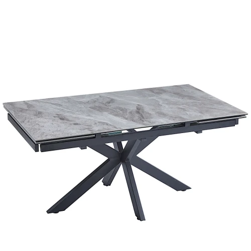 DT777 Стол обеденный раскладной Italy grey, 160-240*90, керамич. столешница, основание металл черный