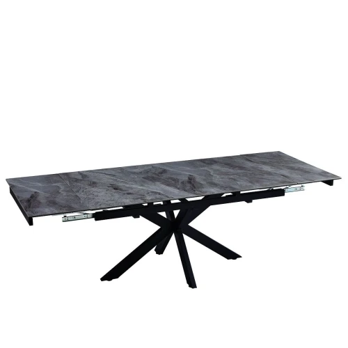 DT777 Стол обеденный раскладной Italy grey, 160-240*90, керамич. столешница, основание металл черный
