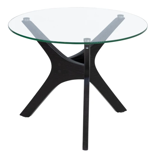Стол журнальный Рилле 446 черный/стекло прозрачное