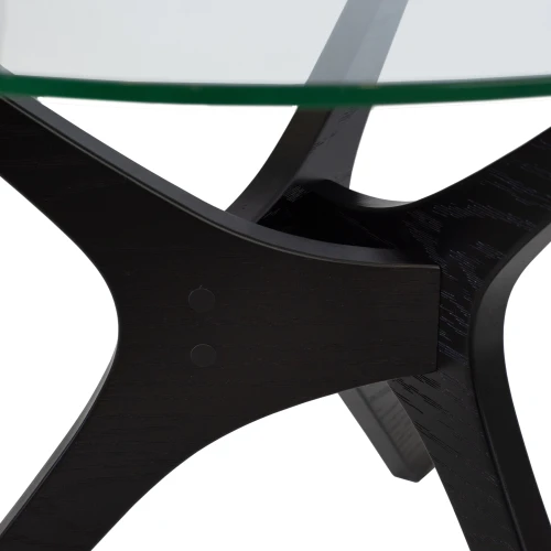 Стол журнальный Рилле 446 черный/стекло прозрачное