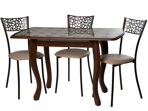 Стол М58 «Альба» мини стекло ДП1-02-06, Инкрустация плитка, мореная береза