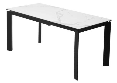 Стол CORNER 120 MATTE STATUARIO Белый мрамор матовый керамика, стекло/ черный каркас, ®DISAUR