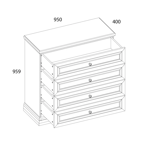 VALENCIA, Комод 4S. Цвет СЕРЫЙ