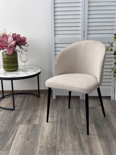 Стул GLORIA White CHACHA-140,  ткань/ черный каркас, ®DISAUR