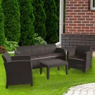 Комплект мебели под искусственный ротанг для отдыха с 3-местным диваном Калифорния California terrace triple set с подушками на сиденье