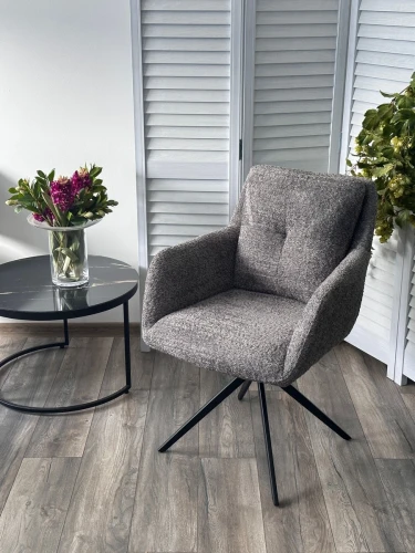 Стул MEADOW 360 град. поворот. Темно-серый XD841-16, букле / черный каркас, ®DISAUR