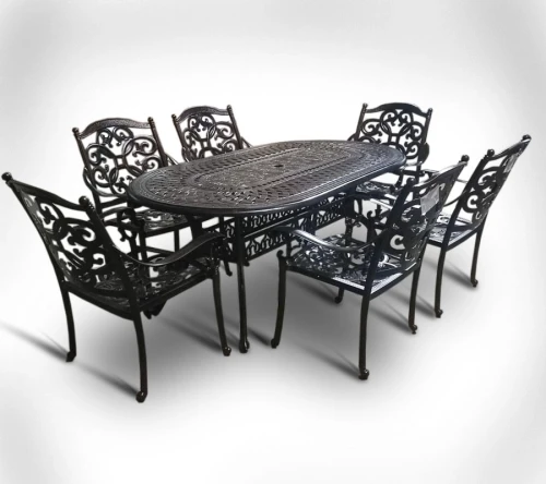 Мебель из литого алюминия обеденная стол овальный БРАЙДЕД «BRAIDED» 180×105 + 6 кресел Джунген(Jungen)