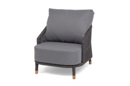 "Верона" кресло плетеное из роупа, каркас алюминий темно-серый (RAL7024) муар, роуп темно-серый круглый, ткань темно-серая 027