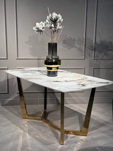 Стол обеденный Ланс DT-2852L, 180х90х75 см, белая керамика/золотой
