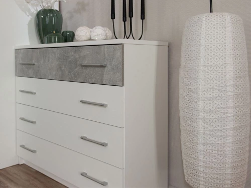 Комод «Аврора» 4ящ, Белый/ателье светлый