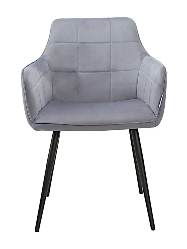 DC833 Стул мягкий с подлокотниками, СЕРО-ГОЛУБОЙ#G62-85 велюр, каркас металл черный