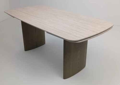 Стол CALVIN 180 MATTE ROME TRAVERTINE SOLID CERAMIC / Серый дуб, ®DISAUR