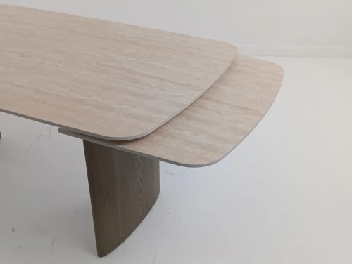 Стол CALVIN 180 MATTE ROME TRAVERTINE SOLID CERAMIC / Серый дуб, ®DISAUR