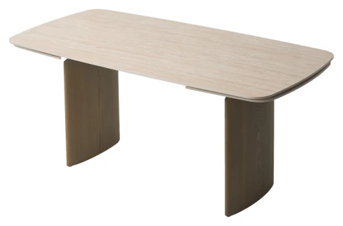 Стол CALVIN 180 MATTE ROME TRAVERTINE SOLID CERAMIC / Серый дуб, ®DISAUR