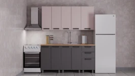 Готовая кухня ГК Аленушка 1,6м Магнолия Кашемир/Сталь,скоба черный,черный