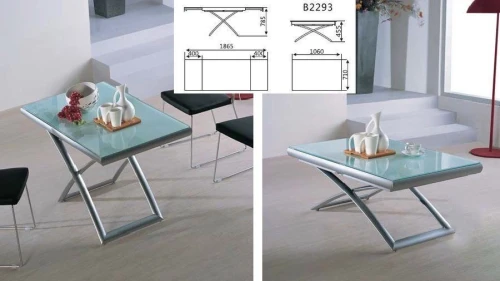 Cтол-трансформер B2293-2 газлифт белое стекло