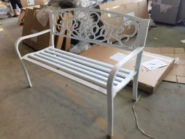 Скамейка уличная садовая двухместная Велком (Welcome), металл -сталь  -  Белый