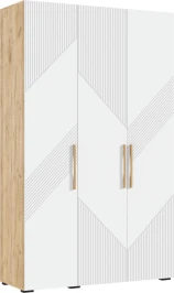 Шкаф трехстворчатый Ирис, Браш Вайт, Дуб Крафт