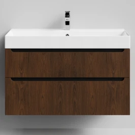 Тумба Бонум 1, 100 подвесной, Дуб цвет 11 Vodok с раковиной в комплекте