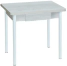 Эко 80х60 стол обеденный раскладной с ящиком / бетон белый/белый