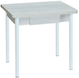 Эко 80х60 стол обеденный раскладной с ящиком / бетон белый/белый