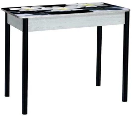 Нью йорк фотопечать стол обеденный раздвижной / орхидея на черных камнях/бетон белый/черный