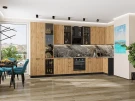 Кухонный гарнитур Флэт-05 Wotan Oak 2S-Graphite