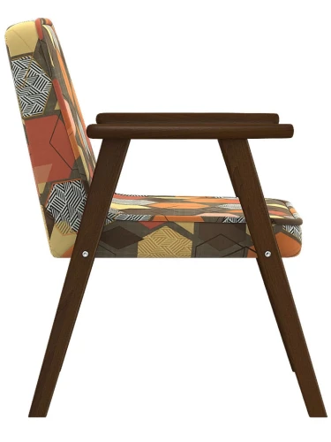 Кресло Ретро ткань геометрия коричневый, каркас орех