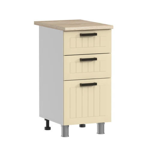 Готовая кухня МК Аленушка 1м с 3 ящ Орхидея Крем,скоба черный,сонома