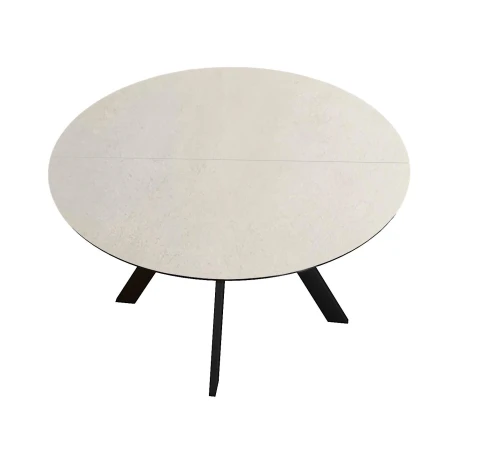 Стол DikLine SKC120 d1200 Керамика Krater Perla (бежевый матовый)/подстолье черное/опоры черные