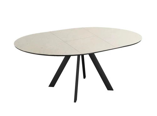 Стол DikLine SKC120 d1200 Керамика Krater Perla (бежевый матовый)/подстолье черное/опоры черные