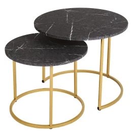 Стол журнальный МеталлАрт М001 черный мрамор/золото