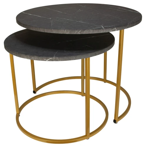 Стол журнальный МеталлАрт М001 черный мрамор/золото