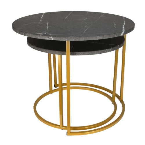 Стол журнальный МеталлАрт М001 черный мрамор/золото