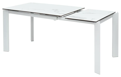 Стол CORNER 120 HIGH GLOSS STATUARIO керамика, стекло/ белый каркас, ®DISAUR